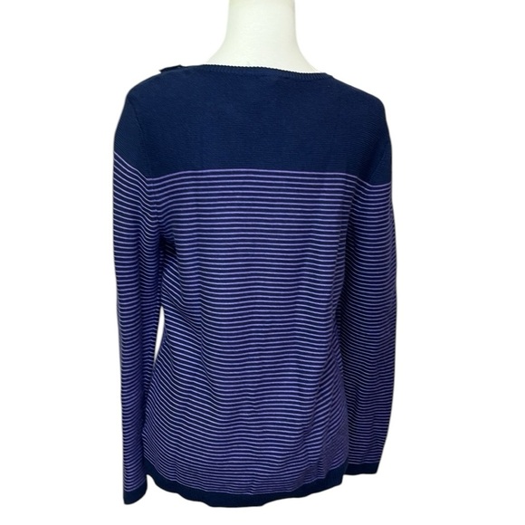 Talbots Striped Blue and Purple Sweater - Picture 4 of 6